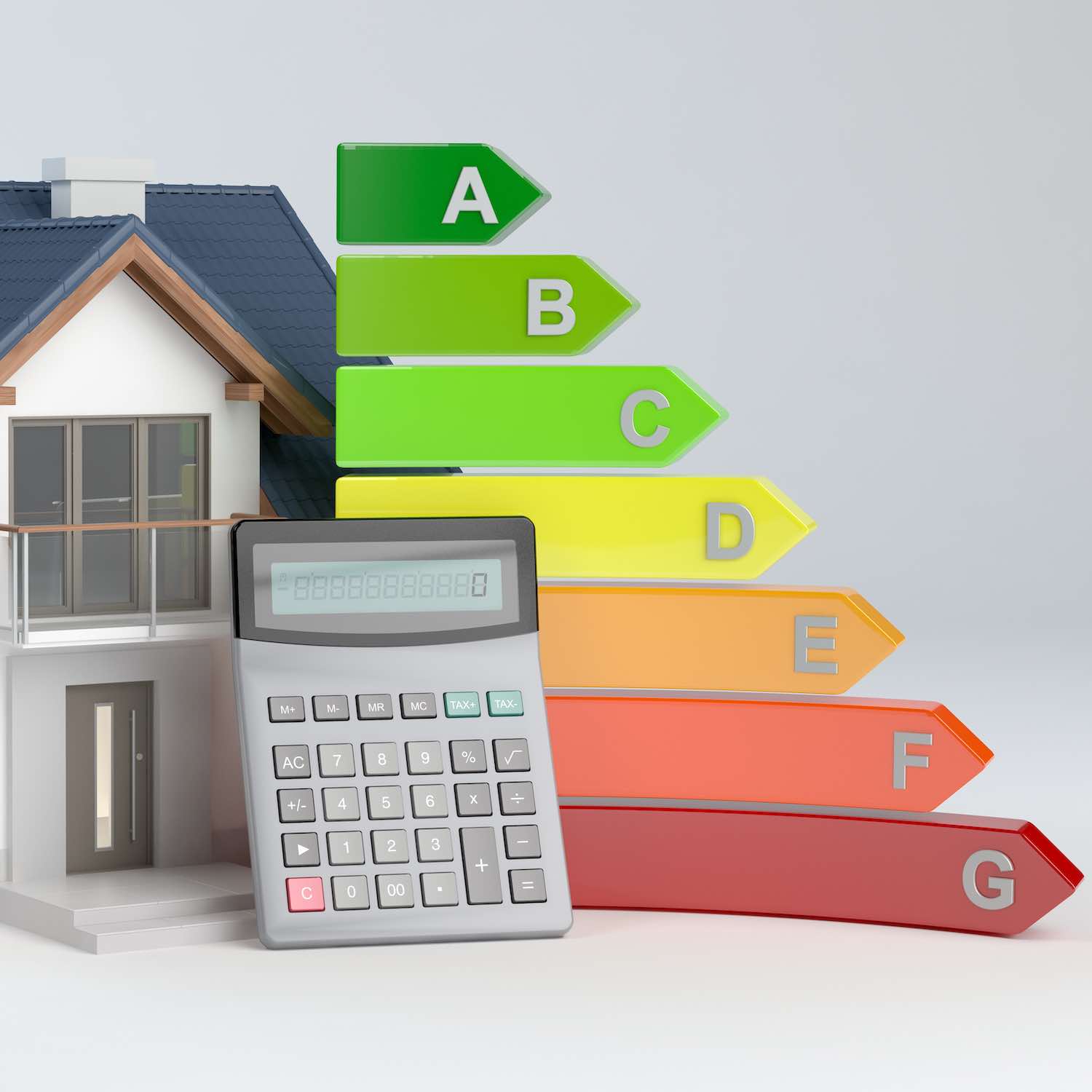 Energy,Efficiency,-,House,No.9,(calc),,3d,Illustration Diagnostic de performance énergétique, RL Détection, La Réunion 974